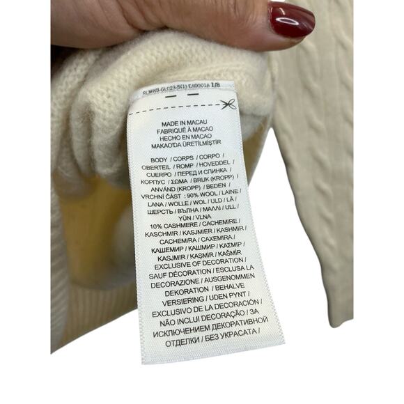 Lauren Ralph Lauren Sweater Womens Large Cream Wool Cashmere Blend Slim Fit - Picture 14 of 15